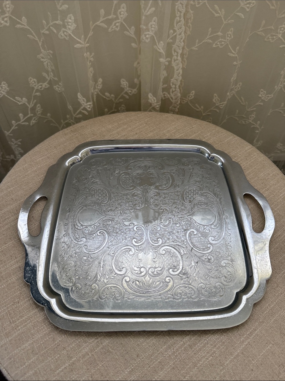 Vintage Krome Kraft Silver Plated Serving Tray - Farber Bros. New York